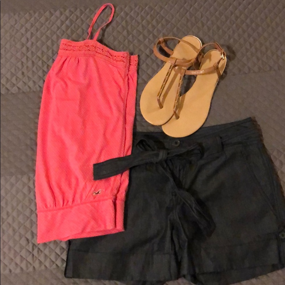 Hollister Pink polka dot tub top with straps